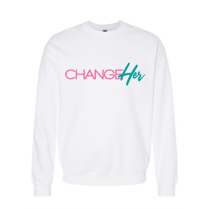 Change Her Crewneck Sweatshirt - Pink + Teal