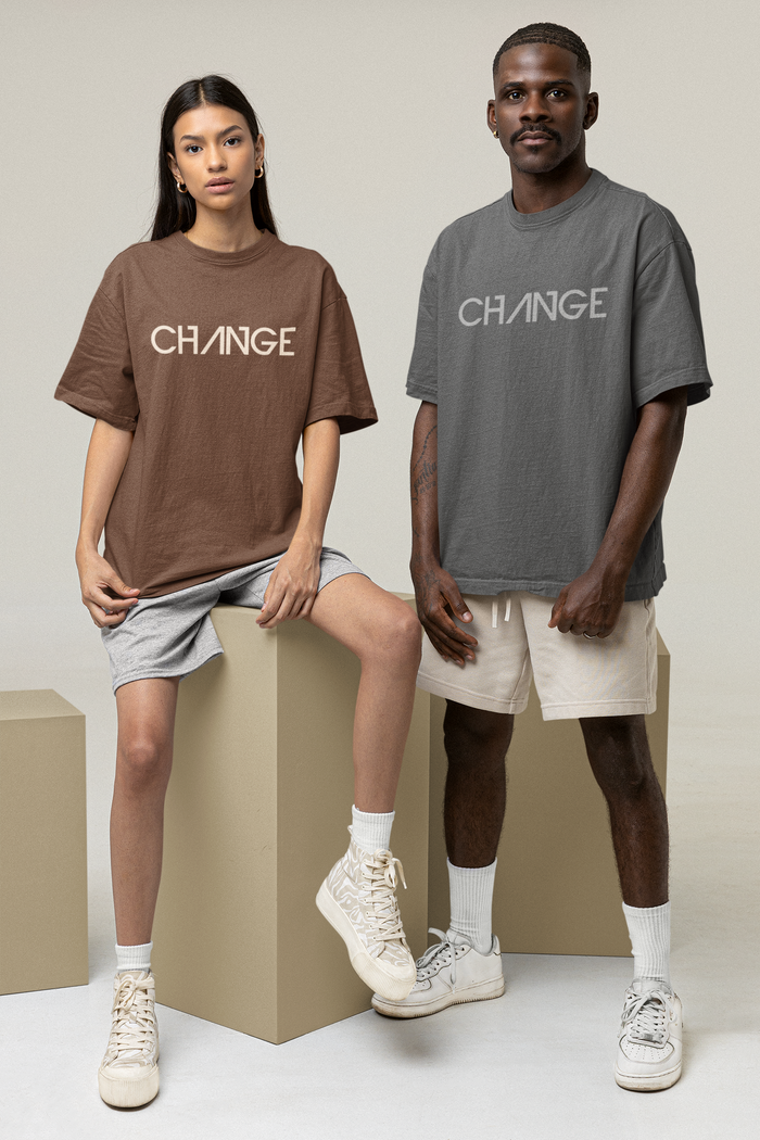 Oversized Change Logo Tee - Brown